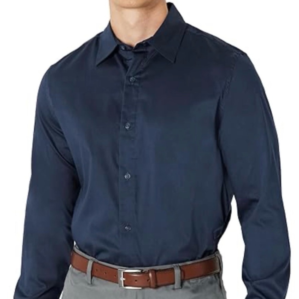 Nick Graham Button Down Shirt Black Stretch Modern Fit Size M/L 15.5 34/35